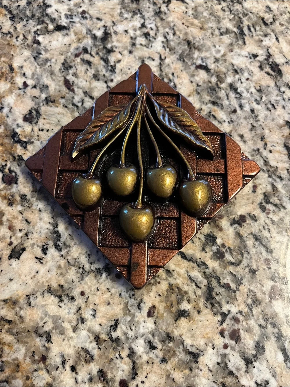 1980 Vintage Henry Miller Studio Chalkware Bronze Cherry Wall Decor Plaque
